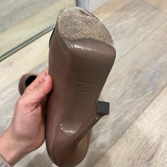 Saint Laurent Brown & Black Leather Tribtoo Platform Pumps Size 37 - Picture 6 of 11